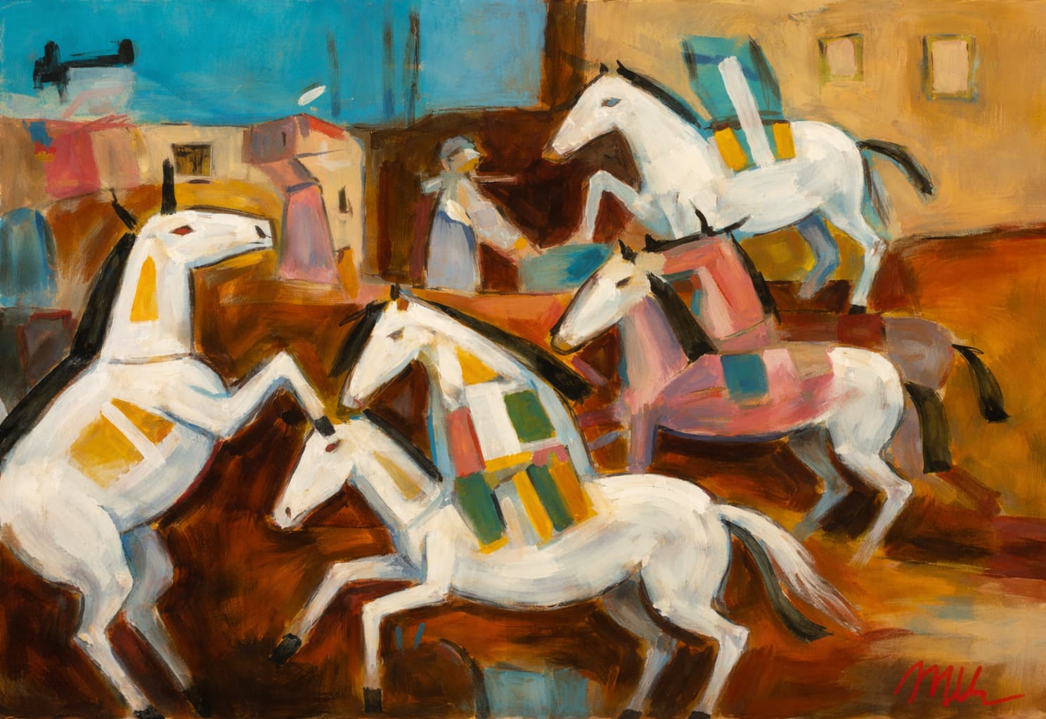 Galloping Home by Mateo Vegas — acrylic on canvas, Southwestern Modern series